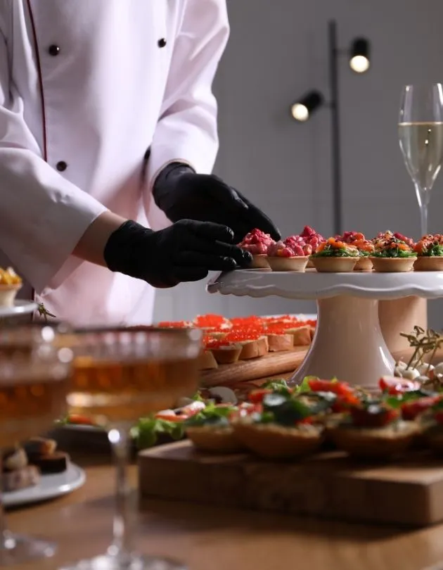 Chef-prepared brunch spread at home